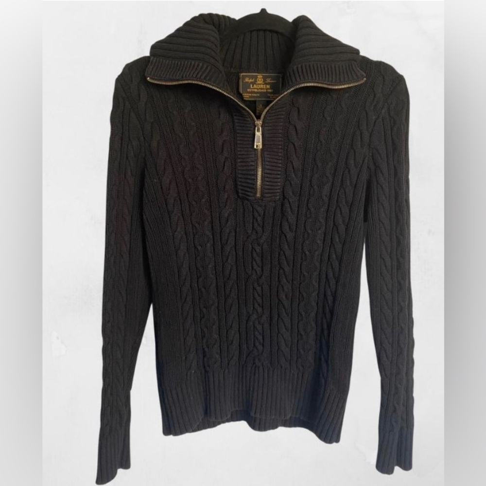 Ralph Lauren Black Label Quarter Zip Cable Knit Sweater